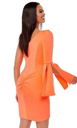 Rachel Allan - 50038 Asymmetric Crepe Mini Dress 9 Rachel Allan - 50038 Asymmetric Crepe Mini Dress