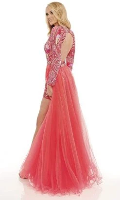 Rachel Allan - 50045 Long Sleeve Bedazzled Romper