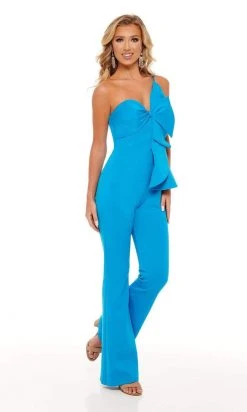 Rachel Allan - 50071 Asymmetrical Fitted Jumpsuit