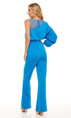 Rachel Allan - 50080 Floral Appliques Jewel Jumpsuit