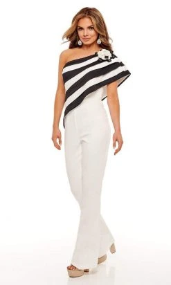 Rachel Allan - 50089 Stripe Draped Jumpsuit 12 Rachel Allan - 50089 Stripe Draped Jumpsuit