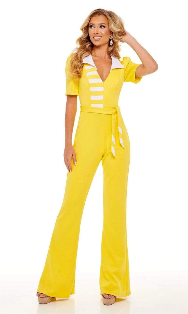 Rachel Allan - 50096 Stripe Draped Jumpsuit 9 Rachel Allan - 50096 Stripe Draped Jumpsuit