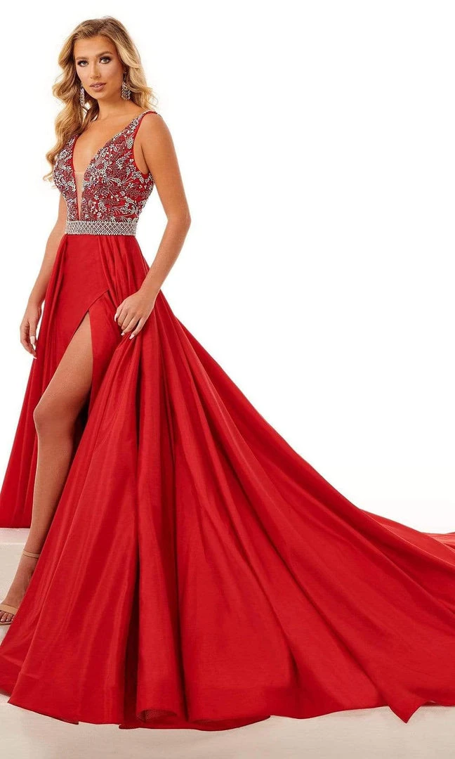 Rachel Allan - 50104 Beaded Plunging Bodice A-Line Gown 7 Rachel Allan - 50104 Beaded Plunging Bodice A-Line Gown