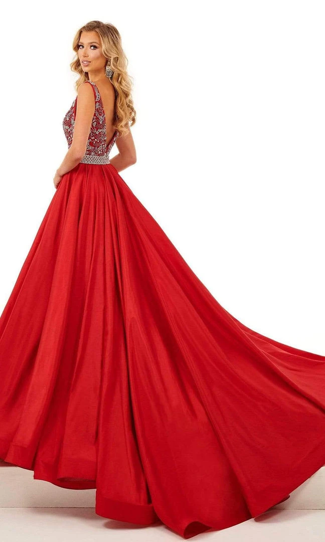 Rachel Allan - 50104 Beaded Plunging Bodice A-Line Gown 8 Rachel Allan - 50104 Beaded Plunging Bodice A-Line Gown