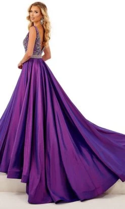 Rachel Allan - 50104 Beaded Plunging Bodice A-Line Gown 9 Rachel Allan - 50104 Beaded Plunging Bodice A-Line Gown