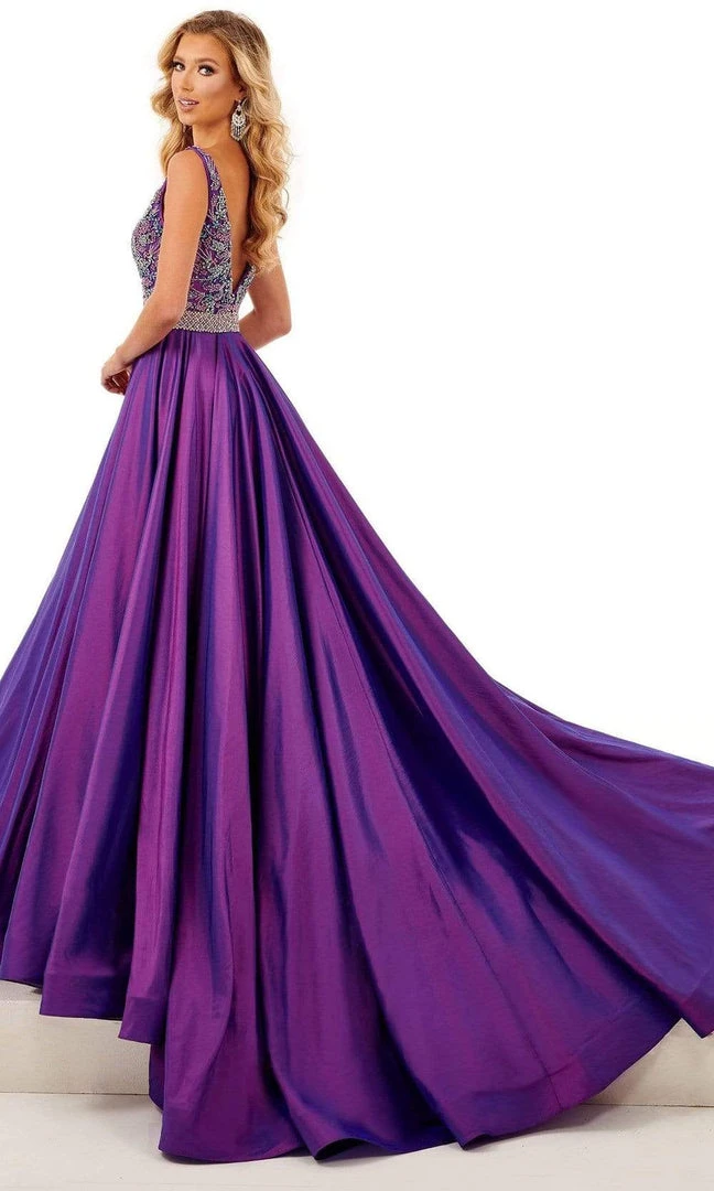 Rachel Allan - 50104 Beaded Plunging Bodice A-Line Gown 4 Rachel Allan - 50104 Beaded Plunging Bodice A-Line Gown