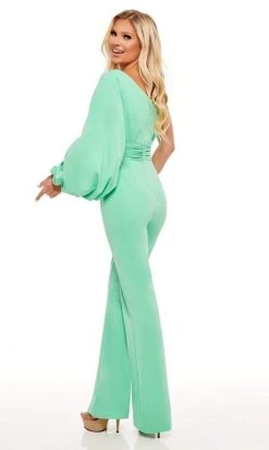 Rachel Allan - 50108 Bishop Sleeve One Shoulder Jumpsuit