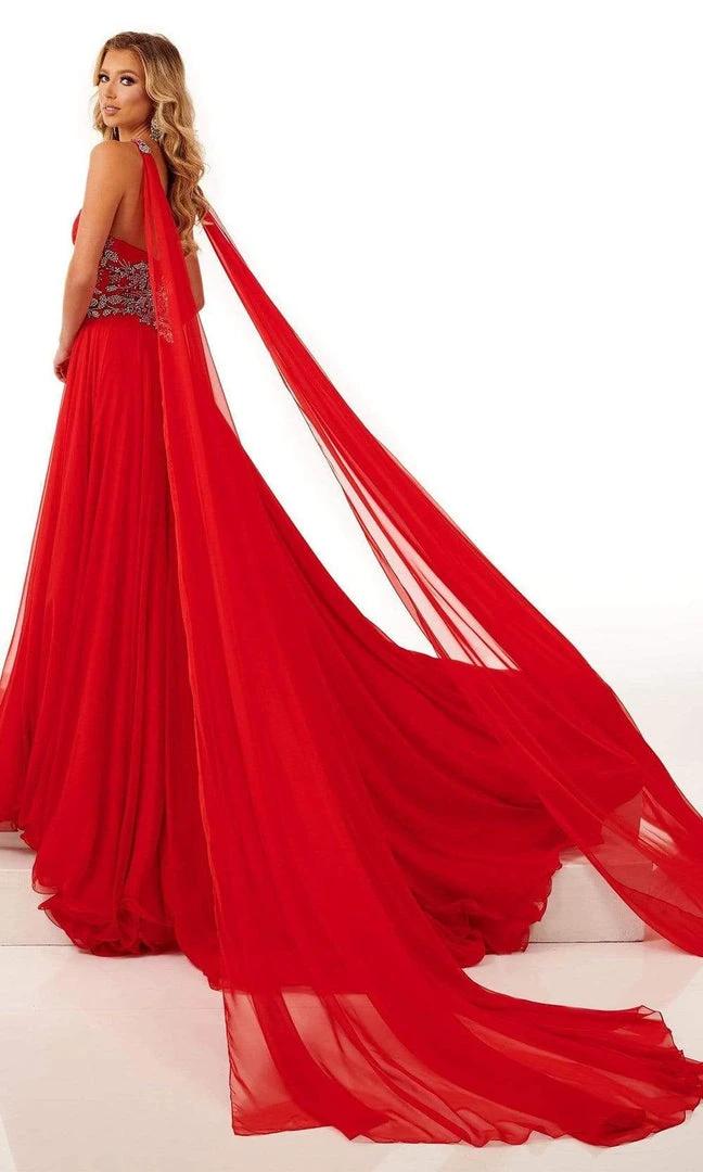 Rachel Allan - 50118 Beaded Choker Cascade Gown 4 Rachel Allan - 50118 Beaded Choker Cascade Gown