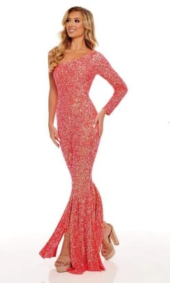 Rachel Allan - 50120 Sequined Split Hem Jumpsuit