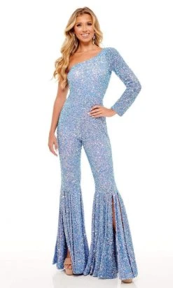 Rachel Allan - 50120 Sequined Split Hem Jumpsuit