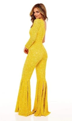 Rachel Allan - 50120 Sequined Split Hem Jumpsuit