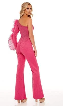 Rachel Allan - 50125 Ruffle Sleeve One Shoulder Jumpsuit