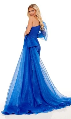 Rachel Allan - 50128 One Shoulder Puffed Beaded Jumpsuit