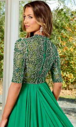 Rachel Allan 50149 - Bejeweled Quarter Length Sleeves Long Gown 11 Rachel Allan 50149 - Bejeweled Quarter Length Sleeves Long Gown