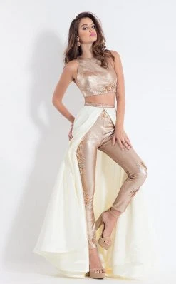 Rachel Allan - 6154 Two Piece Jewel Pantsuit With Overskirt Party Dresses