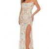 Rachel Allan - 70002 Beaded Tulle Scoop Neck Sheath Dress
