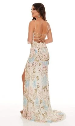 Rachel Allan - 70002 Beaded Tulle Scoop Neck Sheath Dress