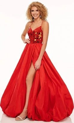 Rachel Allan - 70021 High Slit Cut Glass Bubble Hem Dress