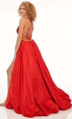 Rachel Allan - 70021 High Slit Cut Glass Bubble Hem Dress