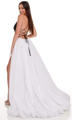 Rachel Allan - 70021 High Slit Cut Glass Bubble Hem Dress