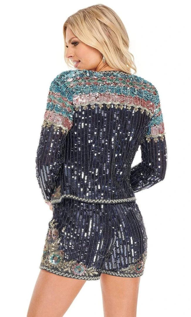 Rachel Allan - 70023 Allover Sequined Romper With Jacket 8 Rachel Allan - 70023 Allover Sequined Romper With Jacket
