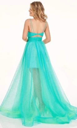 Rachel Allan - 70063 Plunging V Neck Tulle Dress