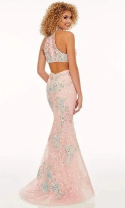 Rachel Allan - 70066 Lace Applique High Halter Trumpet Dress