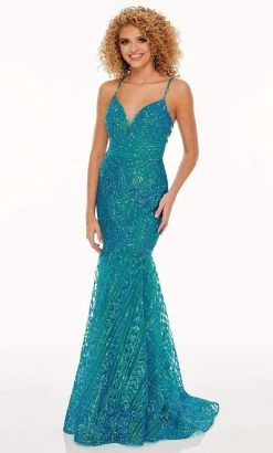 Rachel Allan - 70071 Sequin Plunging Sweetheart Trumpet Gown