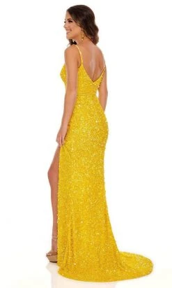 Rachel Allan - 70091 Embellished Plunging V Neck Sheath Dress
