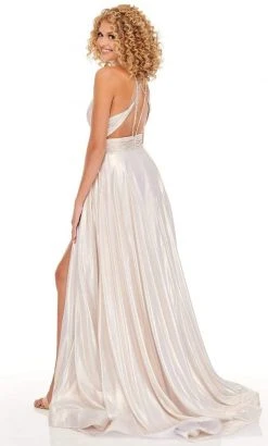 Rachel Allan - 70098 High Halter A-Line Dress With Slit 9 Rachel Allan - 70098 High Halter A-Line Dress With Slit