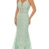 Rachel Allan - 70112 Applique Deep V Neck Mermaid Gown