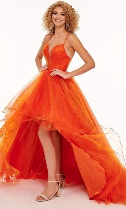 Rachel Allan - 70115 Plunging Sweetheart High Low Dress