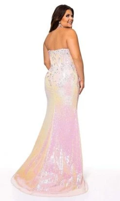 Rachel Allan - 70132W Semi-Sweetheart Floral Appliqued Dress