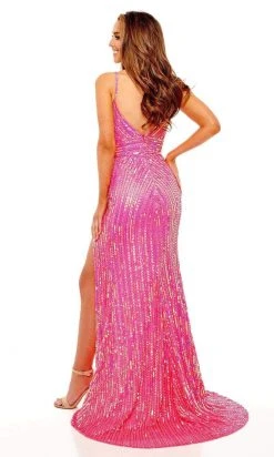 Rachel Allan - 70166 Sequin High Slit Gown 17 Rachel Allan - 70166 Sequin High Slit Gown