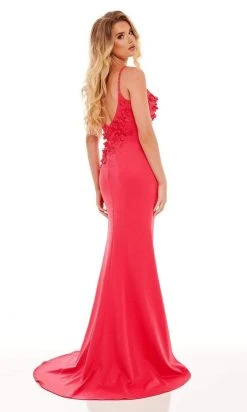 Rachel Allan - 70175 Floral Applique Sheath Gown