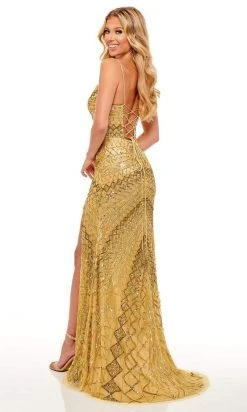 Rachel Allan - 70183 Beaded Lace Up Style Gown