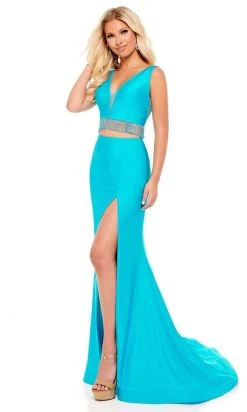 Rachel Allan - 70196 Plunging V-Neck Fringe Evening Dress 8 Rachel Allan - 70196 Plunging V-Neck Fringe Evening Dress