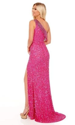 Rachel Allan - 70198 One Shoulder Fringed Gown