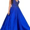 Rachel Allan - 70212W Beaded Plunging V-Neck Evening Gown