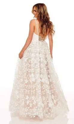 Rachel Allan - 70220 A-Line Embroidery Lace-Up Gown