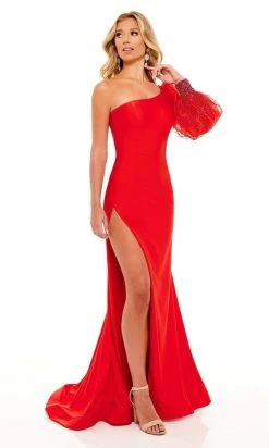 Rachel Allan - 70225 Fitted Asymmetrical Evening Gown