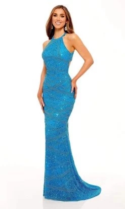 Rachel Allan - 70226 Beaded Sequin Halter Fitted Gown 8 Rachel Allan - 70226 Beaded Sequin Halter Fitted Gown