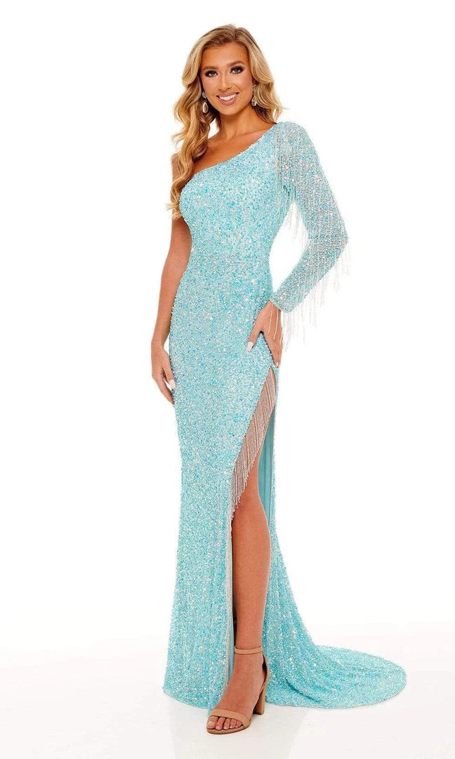 Rachel Allan - 70236 Bead Fringed Asymmetrical Gown 9 Rachel Allan - 70236 Bead Fringed Asymmetrical Gown