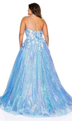 Rachel Allan - 70267W Floral Detailed One Shoulder Gown