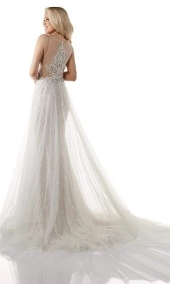 Rachel Allan - M771 Illusion Plunging Neck Beaded Mermaid Wedding Gown