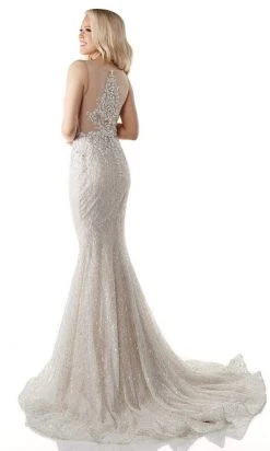 Rachel Allan - M771 Illusion Plunging Neck Beaded Mermaid Wedding Gown