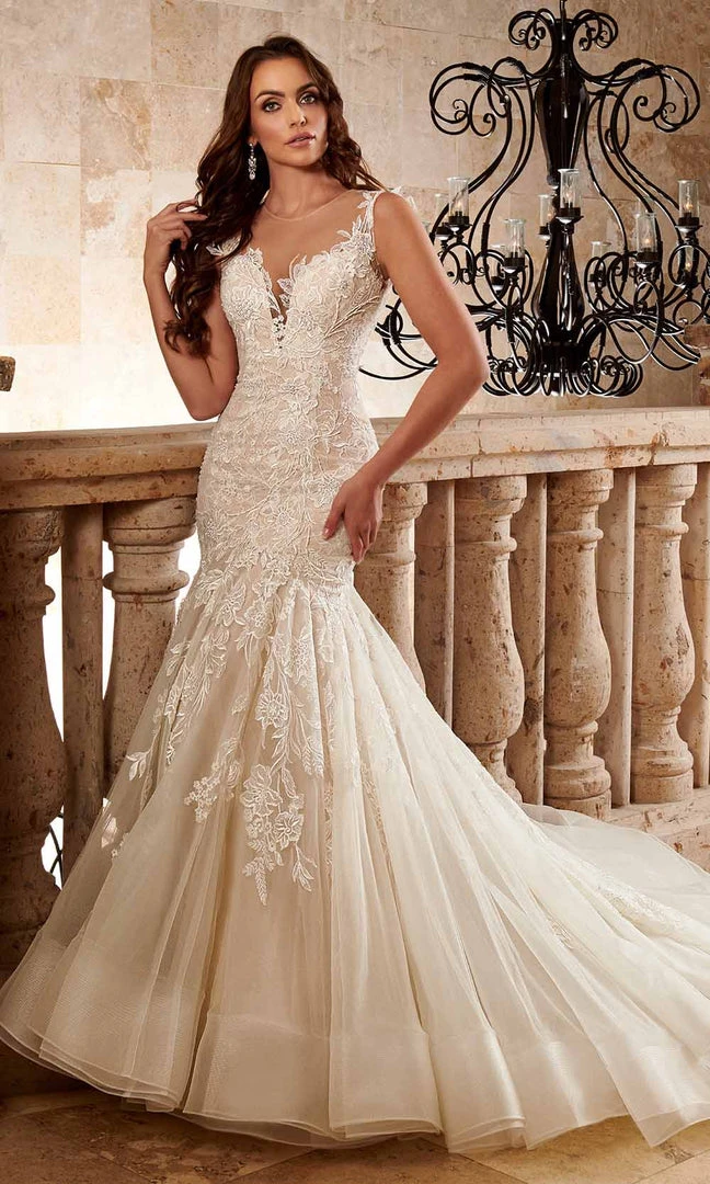 Rachel Allan - M774 Illusion Sweetheart Neck Mermaid Wedding Gown 3 Rachel Allan - M774 Illusion Sweetheart Neck Mermaid Wedding Gown