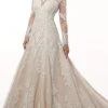 Rachel Allan - M778 Illusion Long Sleeve Lace A-Line Wedding Dress 2 Rachel Allan - M778 Illusion Long Sleeve Lace A-Line Wedding Dress