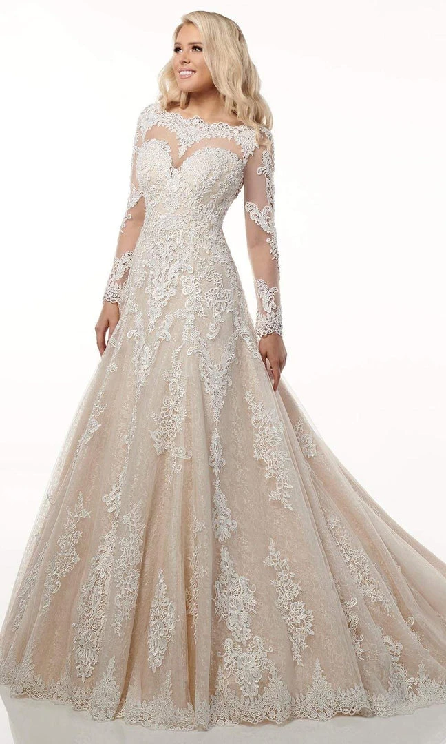 Rachel Allan - M778 Illusion Long Sleeve Lace A-Line Wedding Dress 3 Rachel Allan - M778 Illusion Long Sleeve Lace A-Line Wedding Dress
