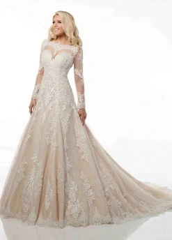 Rachel Allan - M778 Illusion Long Sleeve Lace A-Line Wedding Dress 11 Rachel Allan - M778 Illusion Long Sleeve Lace A-Line Wedding Dress